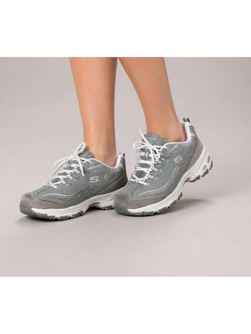 Skechers Memory Foam Gray White Athletic Sneakers Size 10